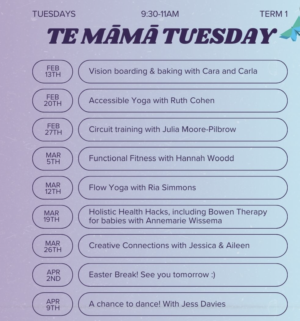 Te Mama Tuesday 9.00/9.30am start – 11.00am